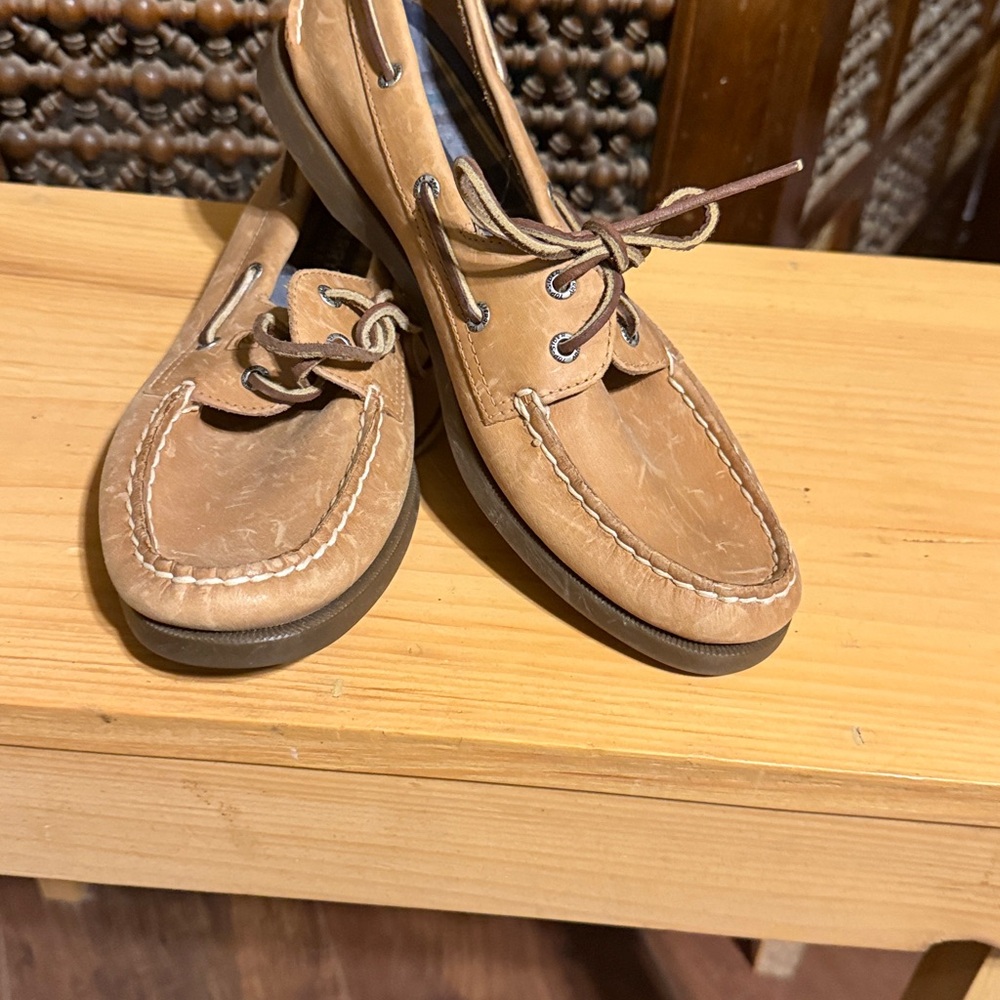 Sperry Top-Siders Tan Leather Boat Shoes. No Tags But Never Worn.